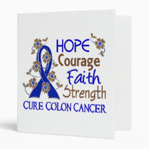 Hope Courage Faith Strength 3 Colon Cancer Vinyl Binders
