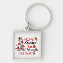 Hope Courage Faith Strength 3 Diabetes Keychains