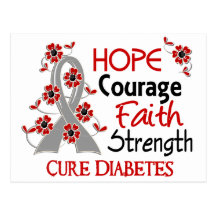 Hope Courage Faith Strength 3 Diabetes Post Card