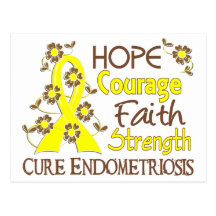 Hope Courage Faith Strength 3 Endometriosis Post Cards