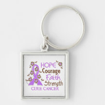 Hope Courage Faith Strength 3 General Cancer Keychains