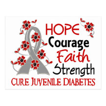 Hope Courage Faith Strength 3 Juvenile Diabetes Post Cards