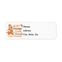 Hope Courage Faith Strength 3 Leukemia Custom Return Address Label