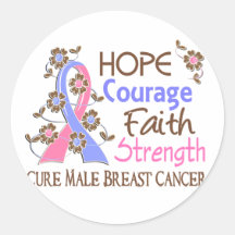 Hope Courage Faith Strength 3 Male Breast Cancer Sticker