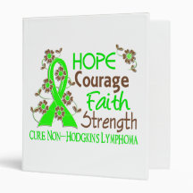 Hope Courage Faith Strength 3 Non-Hodgkin's Lympho 3 Ring Binders