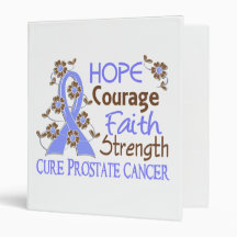 Hope Courage Faith Strength 3 Prostate Cancer Vinyl Binders
