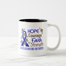 Hope Courage Faith Strength 3 Rheumatoid Arthritis Coffee Mugs