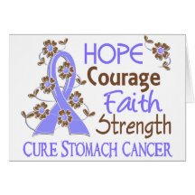 Hope Courage Faith Strength 3 Stomach Cancer Greeting Card