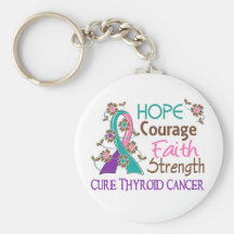 Hope Courage Faith Strength 3 Thyroid Cancer Key Chains
