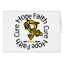Hope Faith Cure Childhood Cancer Flower Ribbon Card