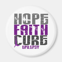 HOPE FAITH CURE EPILEPSY T-Shirts & Apparel Magnets