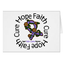 Hope Faith Cure Hodgkins Lymphoma Flower Ribbon Greeting Cards
