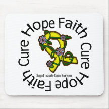 Hope Faith Cure Testicular Cancer Flower Ribbon Mousepad
