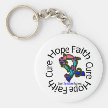 Hope Faith Cure Thyroid Cancer Flower Ribbon Key Chains