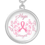 Hope Faith Love Strength Butterfly Art Ribbon Brea necklaces