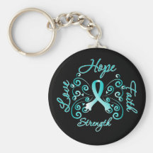 Hope Faith Love Strength Cervical Cancer Key Chain