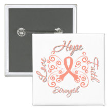 Hope Faith Love Strength Endometrial Cancer Pin
