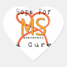 Hope For A Cure - MS Awareness Heart Sticker