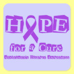 Hope for a Cure - Purple Ribbon Square Stickers