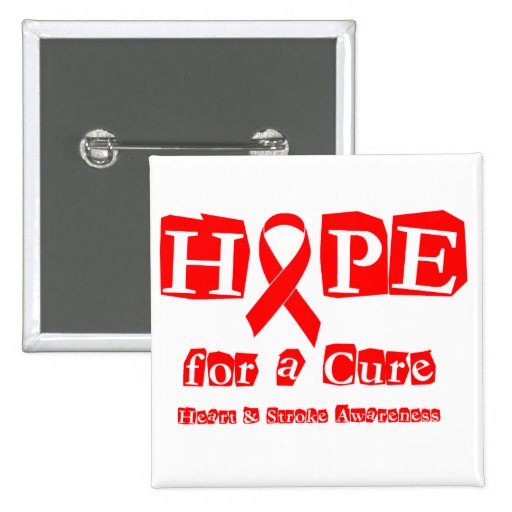 Hope for a Cure - Red Ribbon Pinback Buttons