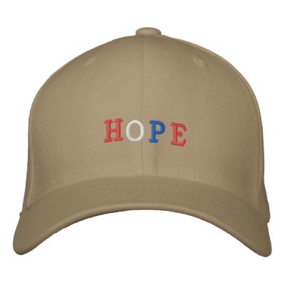 HOPE in Red White and Blue Embroidered Baseball Caps by Stitchbaby