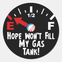 Hope is on Empty - Anti Barack Obama Round Stickers