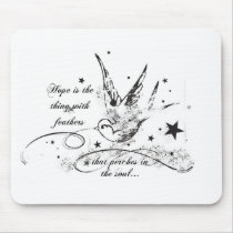 Hope is the Thing With Feathers mousepads by syllablefashion Hope is the Thing With Feathers mousepads