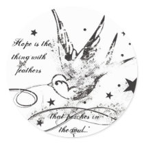 "Hope is the thing with feathers..." stickers by syllablefashion "Hope is the thing with feathers..." stickers