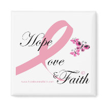Hope love and faith square magnet