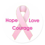 Hope/Love/Courage Breast Cancer Ribbon Stickers stickers