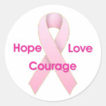 Hope/Love/Courage Breast Cancer Ribbon Stickers stickers