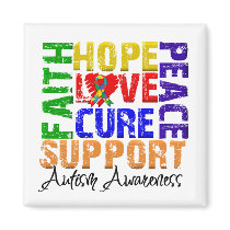 Hope Love Cure Autism Awareness Refrigerator Magnet