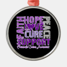 Hope Love Cure Pancreatic Cancer Awareness Christmas Ornament