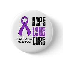 Hope Love Cure Ribbon Alzheimer's Disease Buttons