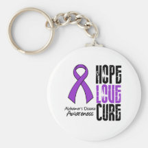 Hope Love Cure Ribbon Alzheimer's Disease Key Chains