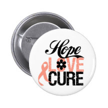 HOPE LOVE CURE Uterine Cancer Gifts Buttons