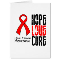 Hope Love Cure v2 Heart Disease Greeting Cards