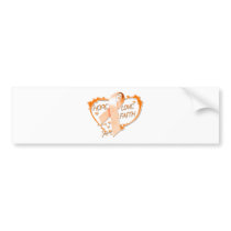 Hope Love Faith Heart (Orange) Bumper Sticker