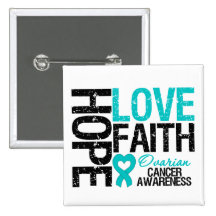 Hope Love Faith Ovarian Cancer T-Shirts Pin