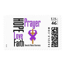 Hope Love Faith Prayer Ribbon Domestic Violence Postage