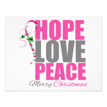 Hope Love Peace Candy Cane Ornament Custom Announcement