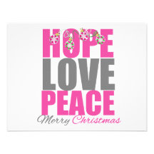 Hope Love Peace Merry Christmas Ornaments Personalized Invites