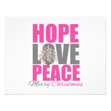 Hope Love Peace Merry Christmas Tree Invitations