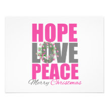 Hope Love Peace Merry Christmas Wreath Custom Invitations