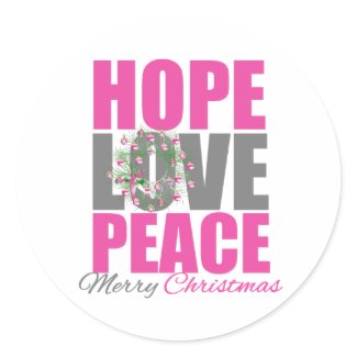 Hope Love Peace Merry Christmas Wreath sticker