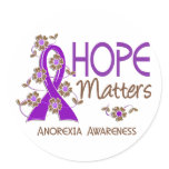 Hope Matters 3 Anorexia Round Stickers