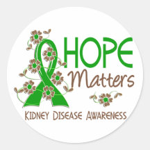Hope Matters 3 Kidney Disease Round Sticker