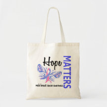 Hope Matters Butterfly Male Breast Cancer Tote Bags