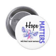 Hope Matters Butterfly Male Breast Cancer Pinback Buttons