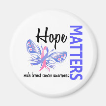 Hope Matters Butterfly Male Breast Cancer Fridge Magnets
